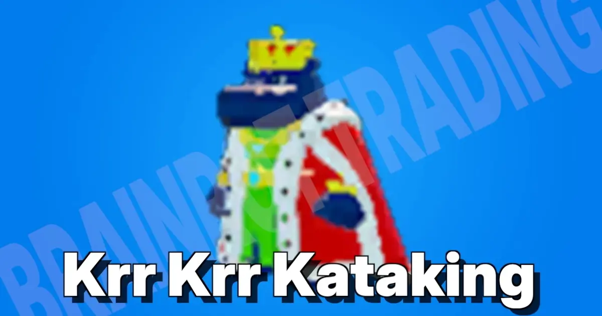 フォートナイトのブレインロットを盗むで超低確率で出現する嬉しいシークレットキャラ、クル クル カタキングのキャラクター画像と名前の文字