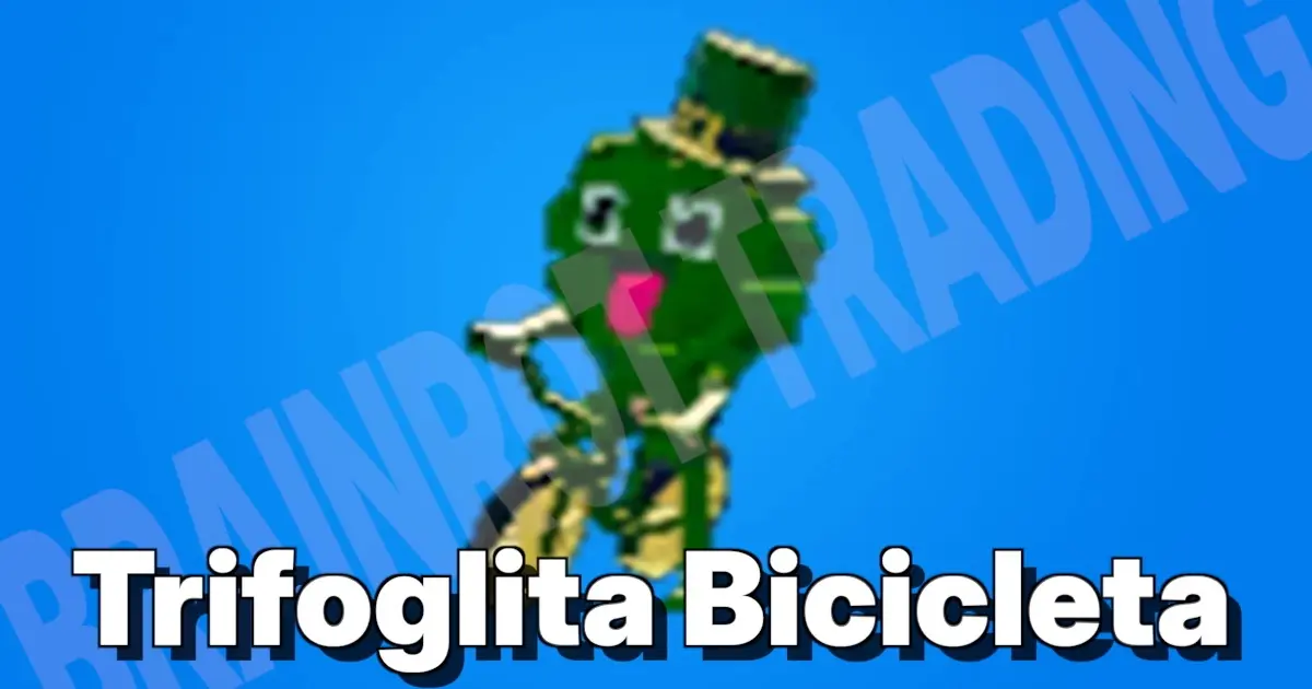 フォートナイトSTEAL THE BRAINROTのトリフグリタビシクレテーラのキャラクター画像と名前の文字